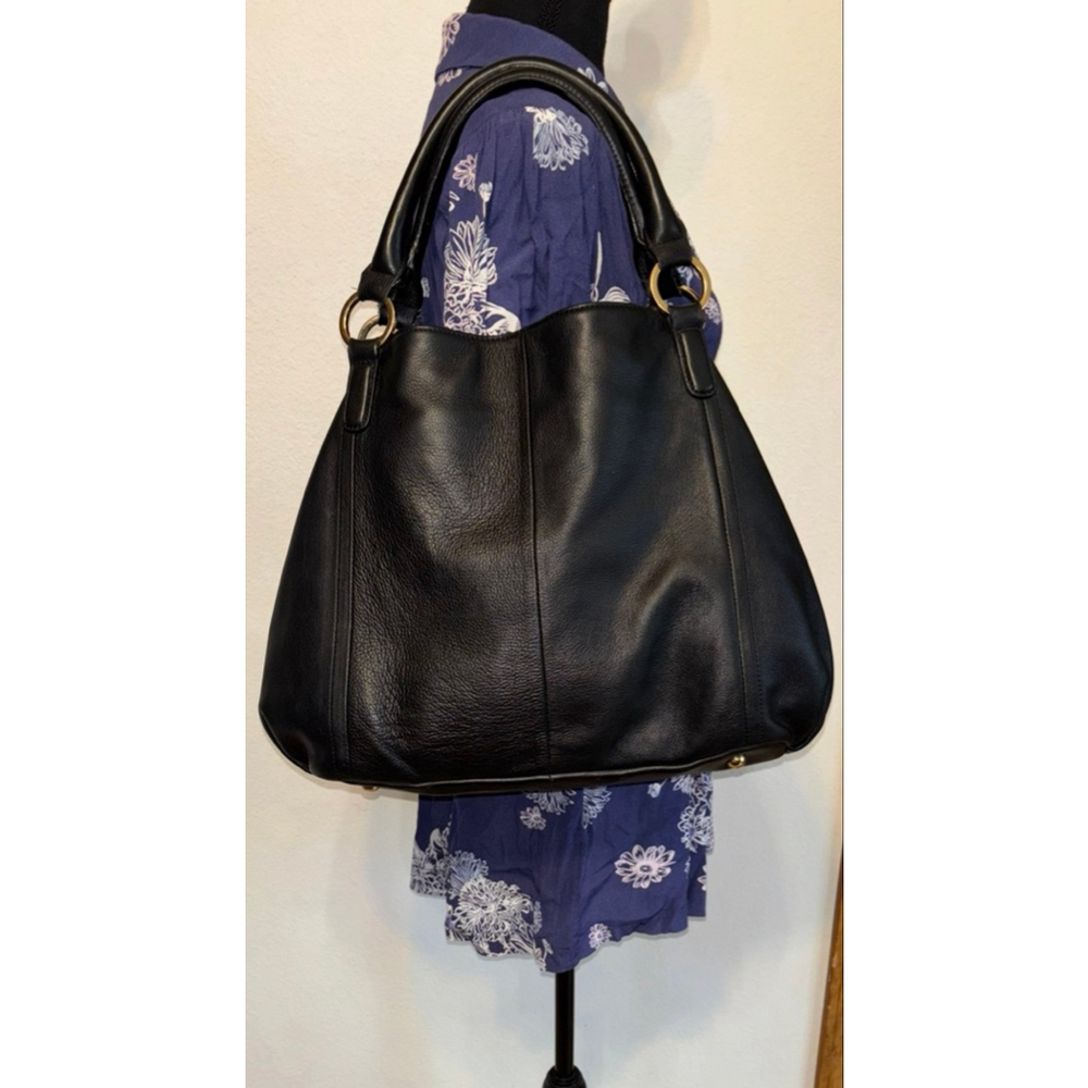 G.I.L.I Quiet Luxury Large Roma Hobo Bag in Supple Black Leather Gold Hardware - Picture 2 of 11